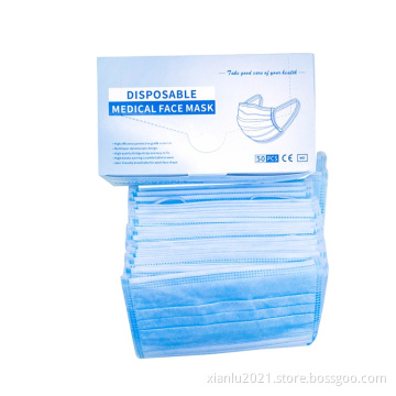 Wholesale High Quality Surgical Mask Blue Earloop Non Woven Masker 3ply marks for Dentist